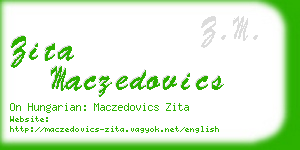 zita maczedovics business card